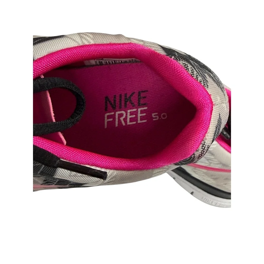 Nike Free 5.0 Womens Training Shoes White Pink Gray Chevron Sneakers‎ Sz 7.5